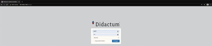 Sehen Sie hier den Anmeldebildschirm des Didactum IT-Monitoring Systems.