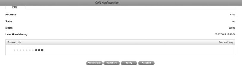 Konfiguration der CAN Unit im Web Interface des Überwachungssystems