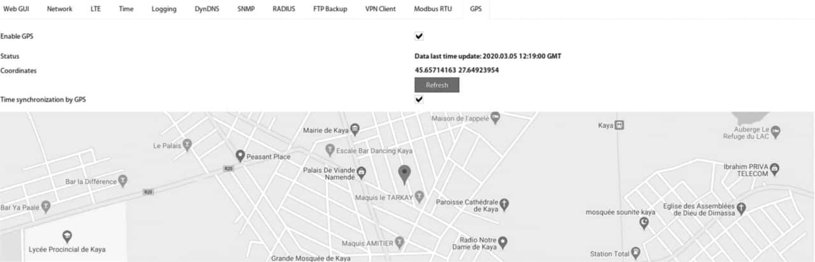 Konfigurationsmenü GPS Einstellung Monitoring System
